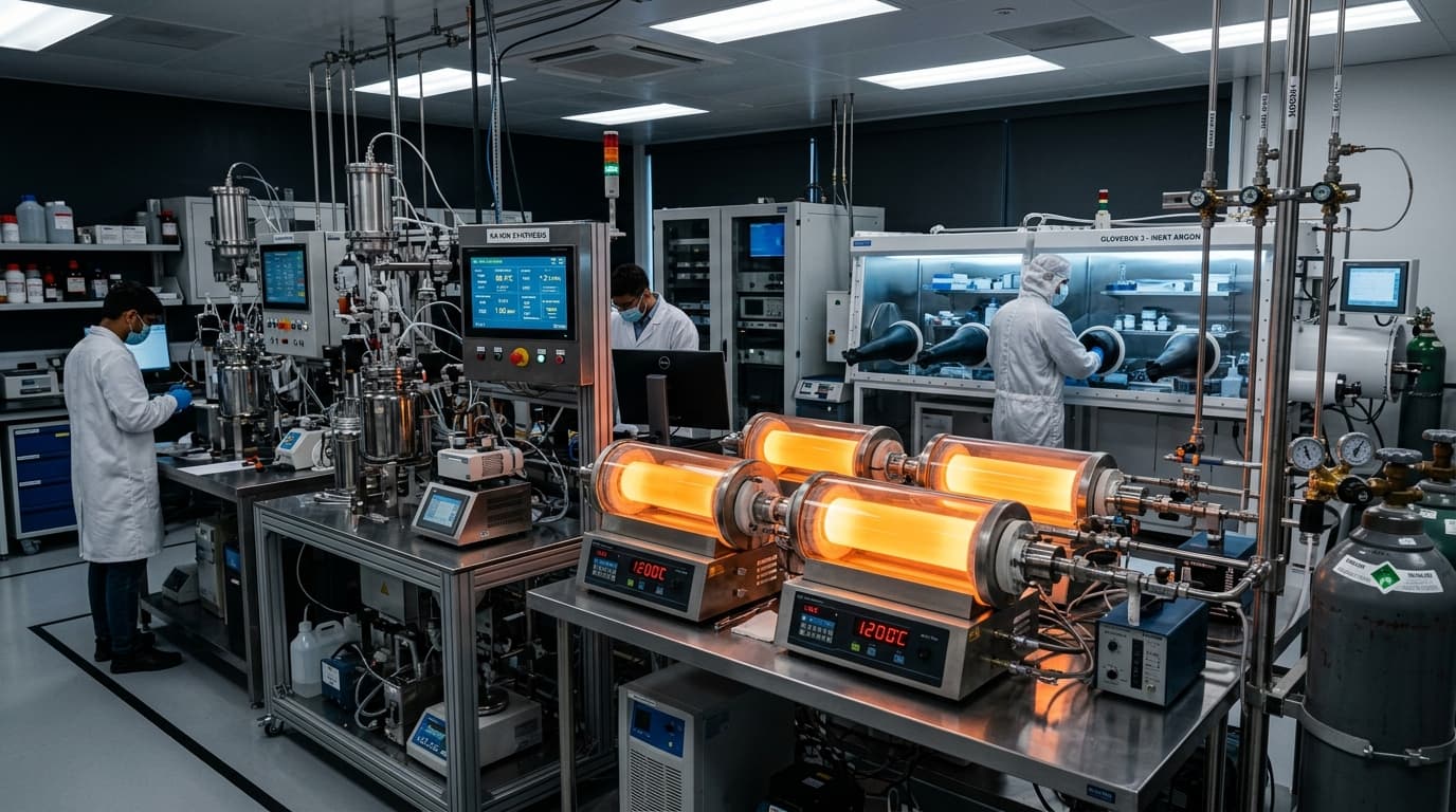 Advanced automated cleanroom materials laboratory and 1200°C tube furnaces